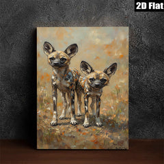 2D flat 1pc Wild African Painted Dogs Portrait Canvas Wall Art for Living Room Bedroom Home Decor Modern Farmhouse Style Rustic Chic