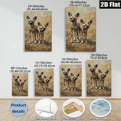 2D flat 1pc Wild African Painted Dogs Portrait Canvas Wall Art for Living Room Bedroom Home Decor Modern Farmhouse Style Rustic Chic