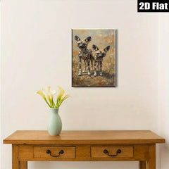 2D flat 1pc Wild African Painted Dogs Portrait Canvas Wall Art for Living Room Bedroom Home Decor Modern Farmhouse Style Rustic Chic
