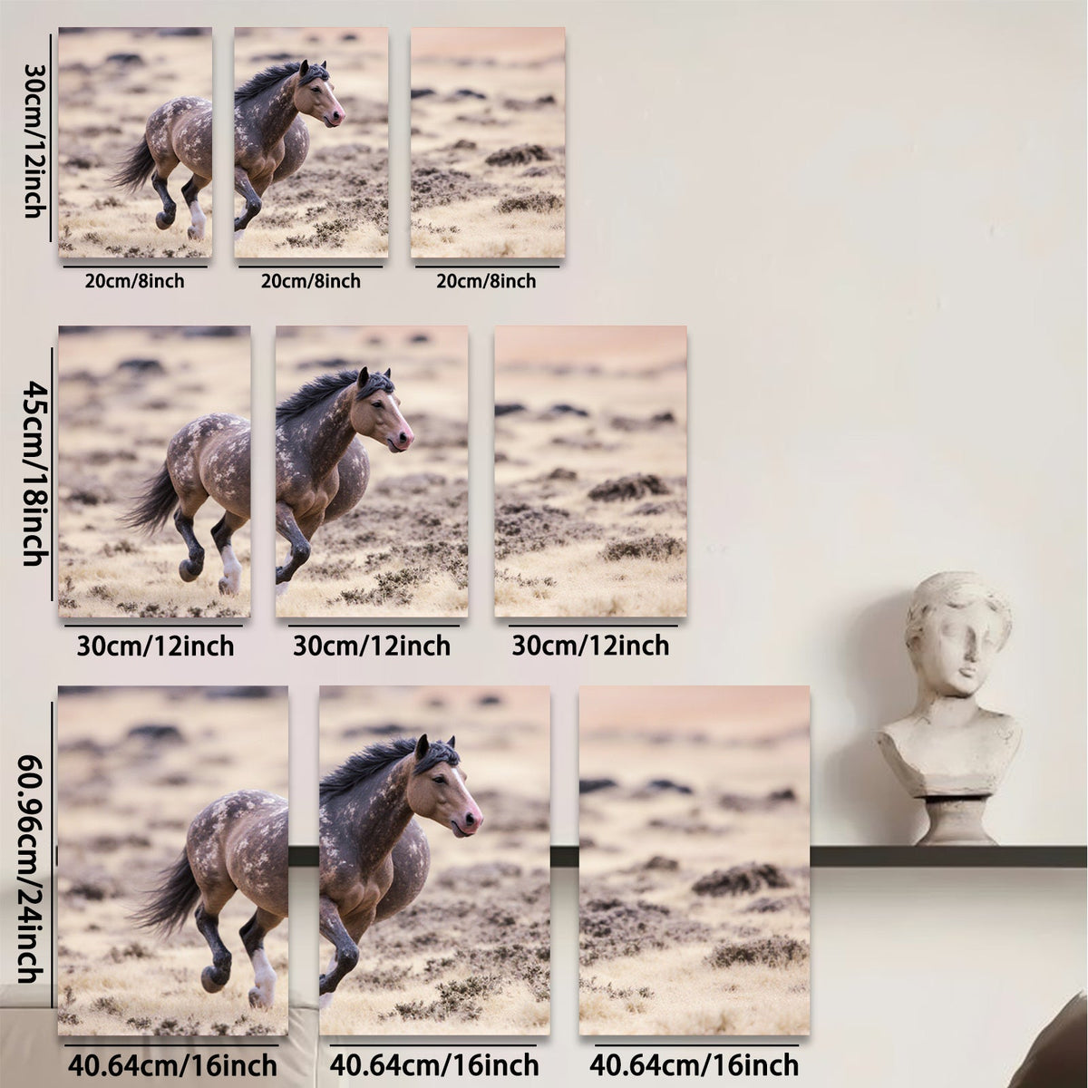 2D flat 1pc Wild Horse Running Freedom Plains Wall Art Decor Canvas Prints for Living Room Bedroom Gallery Wrapped Modern Farmhouse Rustic Western Style