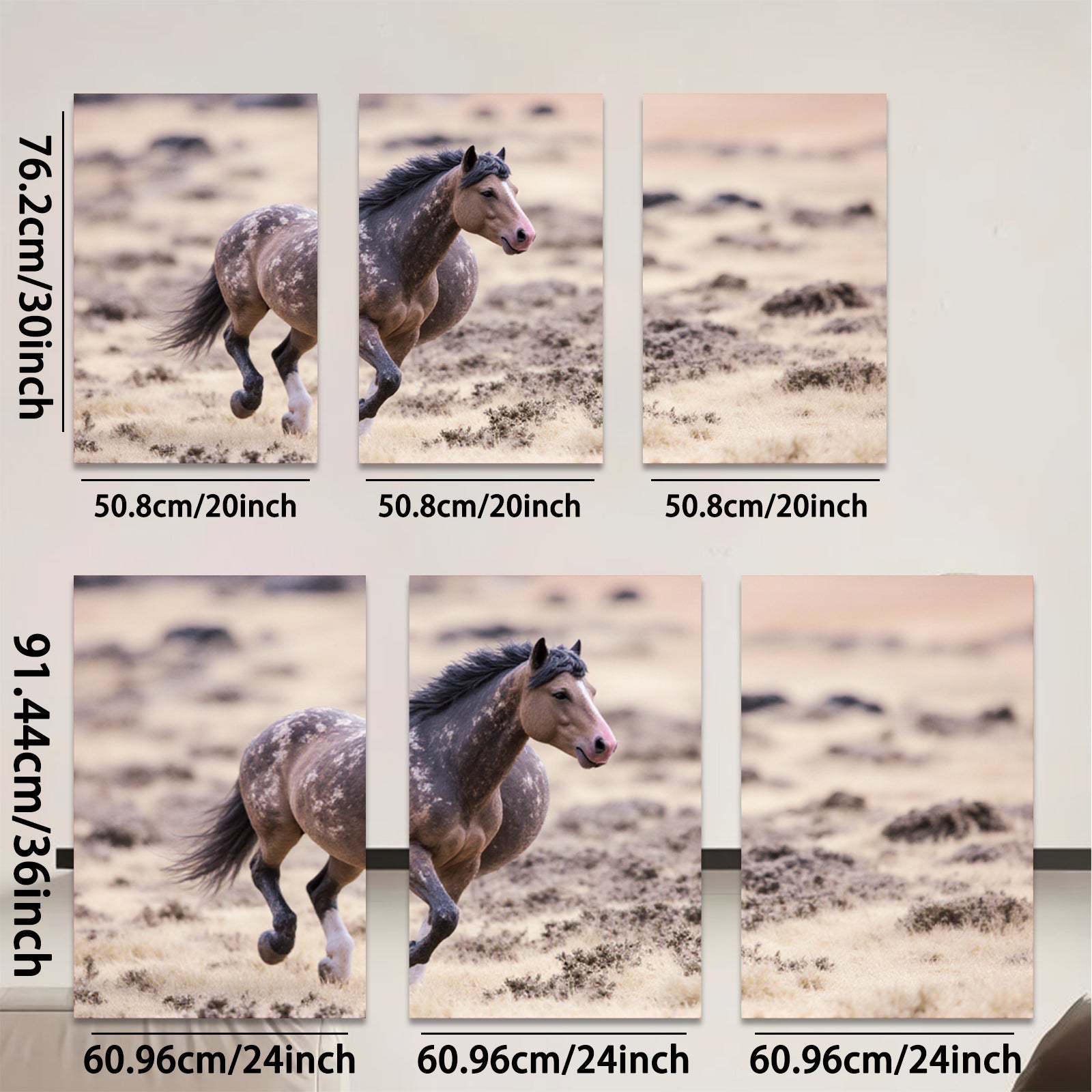 2D flat 1pc Wild Horse Running Freedom Plains Wall Art Decor Canvas Prints for Living Room Bedroom Gallery Wrapped Modern Farmhouse Rustic Western Style