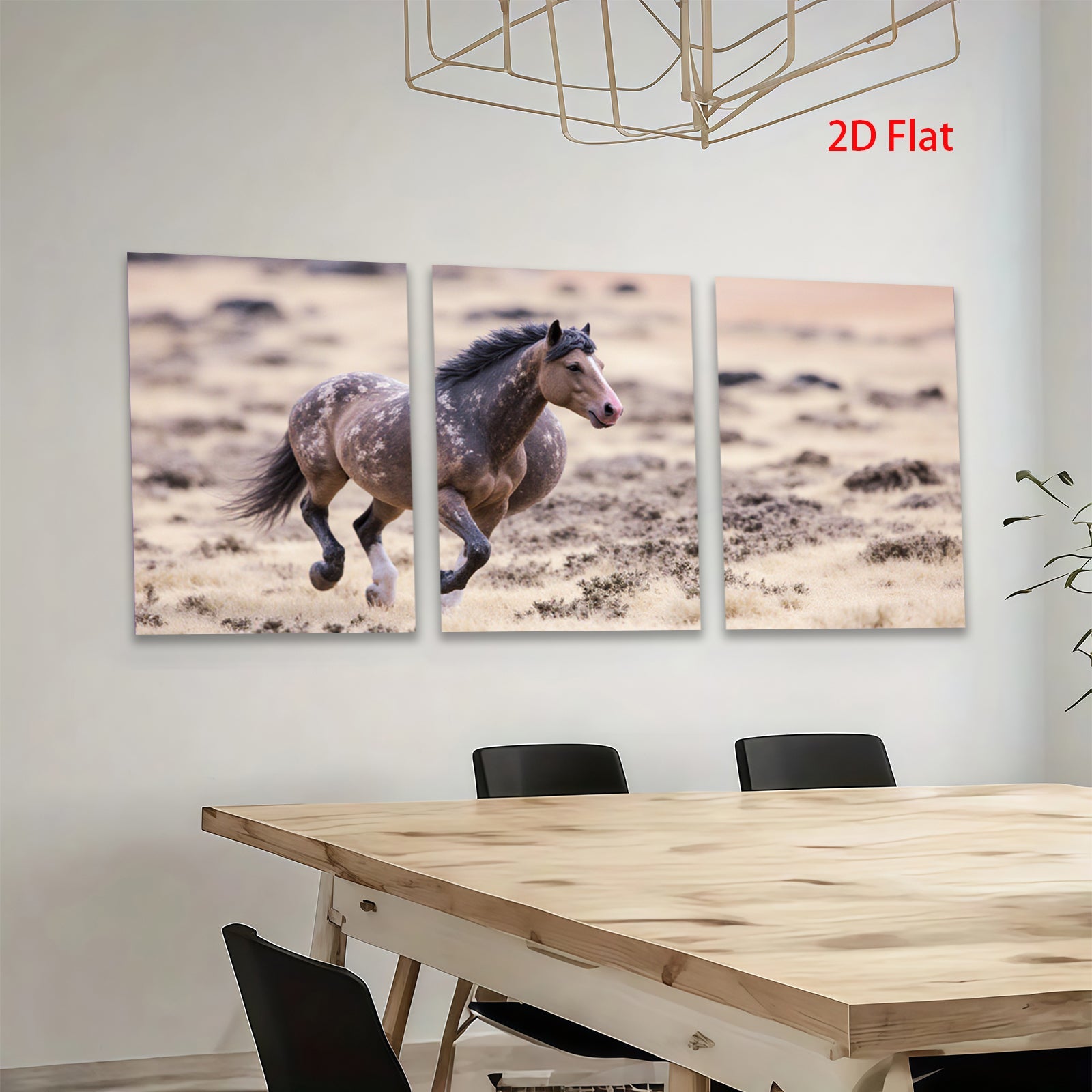 2D flat 1pc Wild Horse Running Freedom Plains Wall Art Decor Canvas Prints for Living Room Bedroom Gallery Wrapped Modern Farmhouse Rustic Western Style