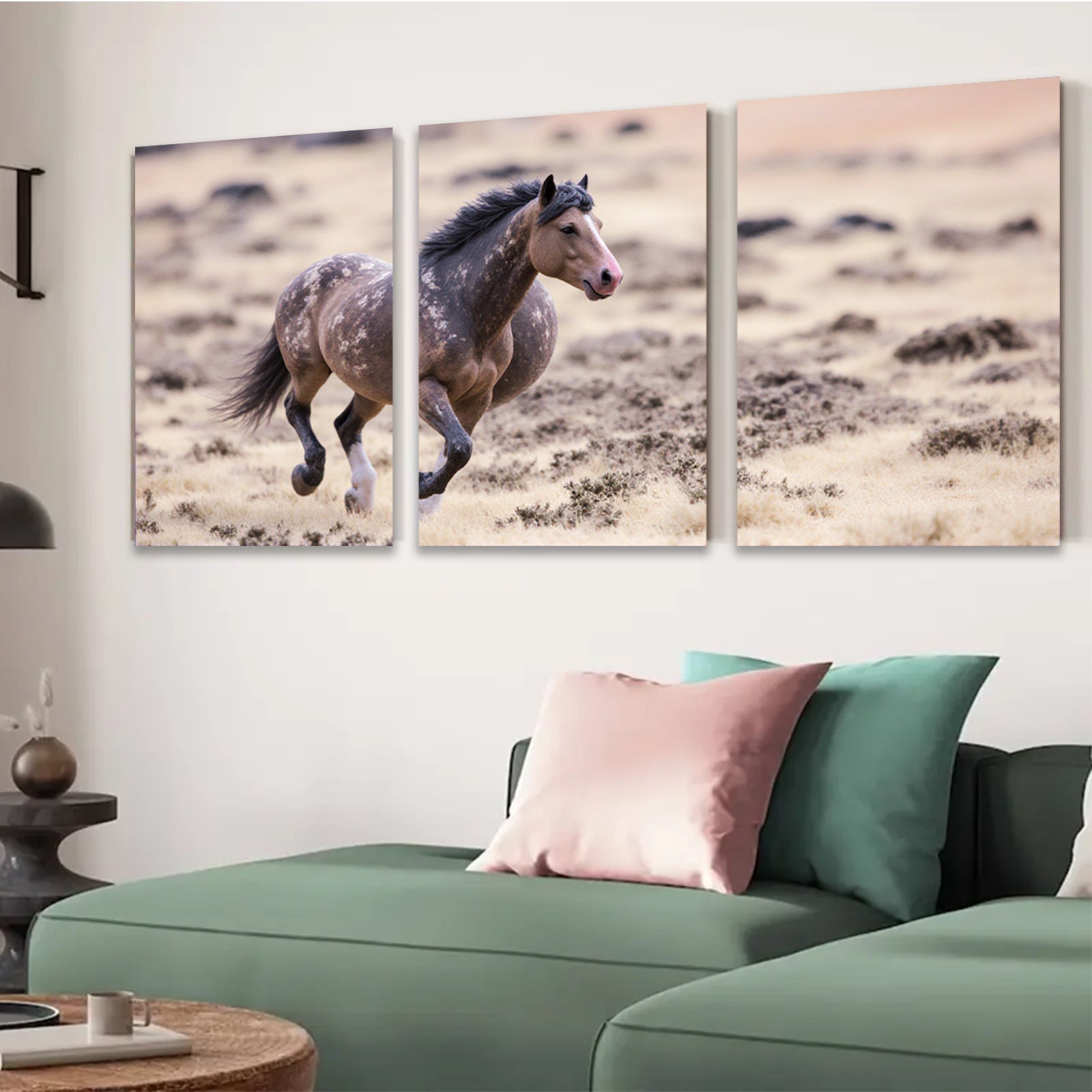 2D flat 1pc Wild Horse Running Freedom Plains Wall Art Decor Canvas Prints for Living Room Bedroom Gallery Wrapped Modern Farmhouse Rustic Western Style