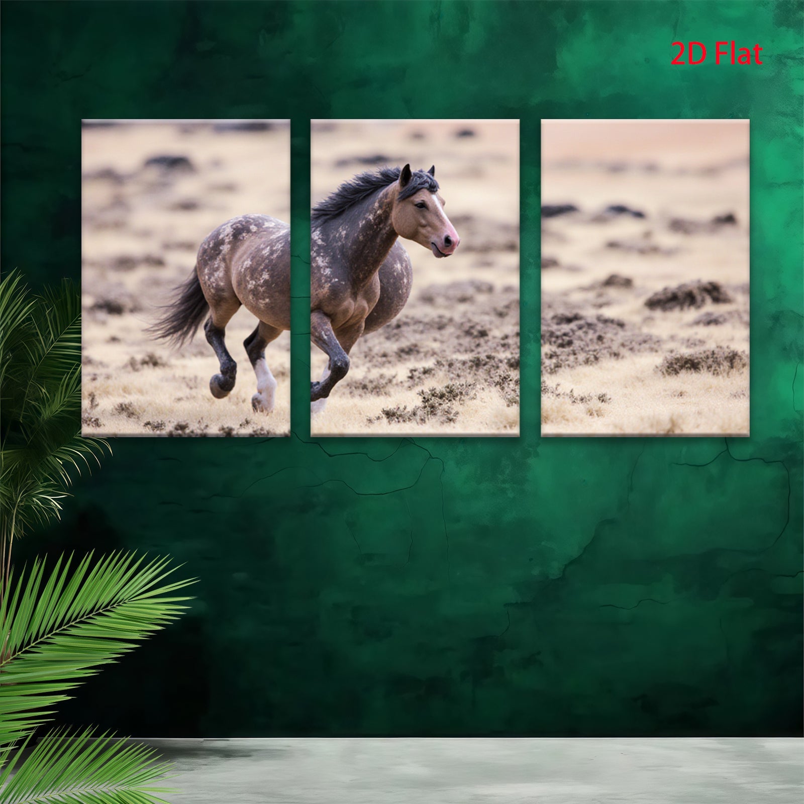 2D flat 1pc Wild Horse Running Freedom Plains Wall Art Decor Canvas Prints for Living Room Bedroom Gallery Wrapped Modern Farmhouse Rustic Western Style
