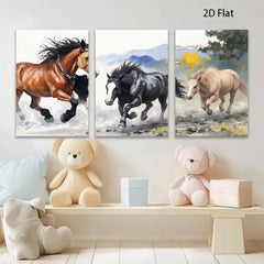 2D flat 1pc Wild Horses Galloping Past Countryside Farmhouse Wall Art Decor for Living Room Bedroom Gallery Wrapped Canvas Prints Modern Rustic Home Decor