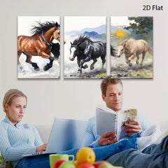 2D flat 1pc Wild Horses Galloping Past Countryside Farmhouse Wall Art Decor for Living Room Bedroom Gallery Wrapped Canvas Prints Modern Rustic Home Decor
