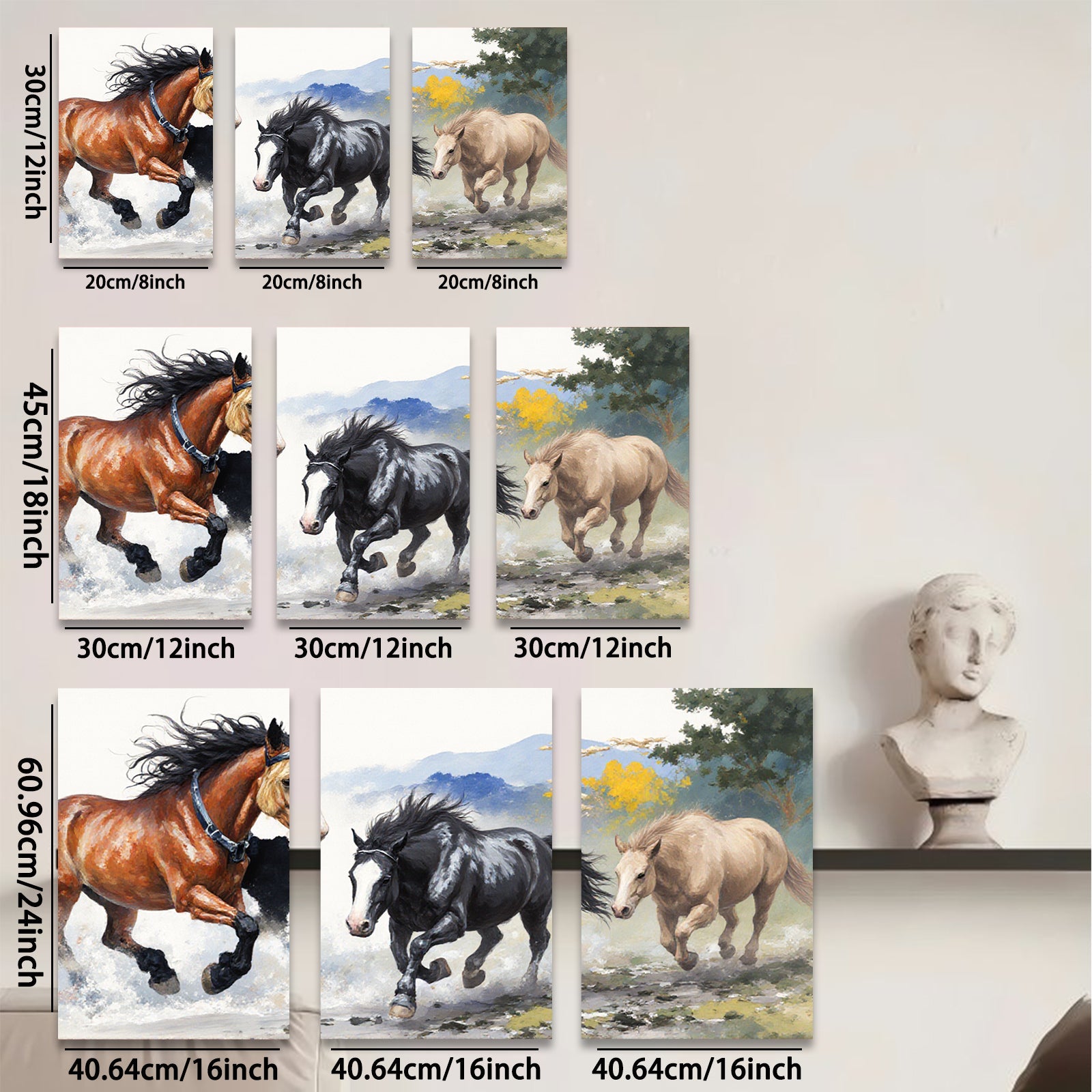 2D flat 1pc Wild Horses Galloping Past Countryside Farmhouse Wall Art Decor for Living Room Bedroom Gallery Wrapped Canvas Prints Modern Rustic Home Decor