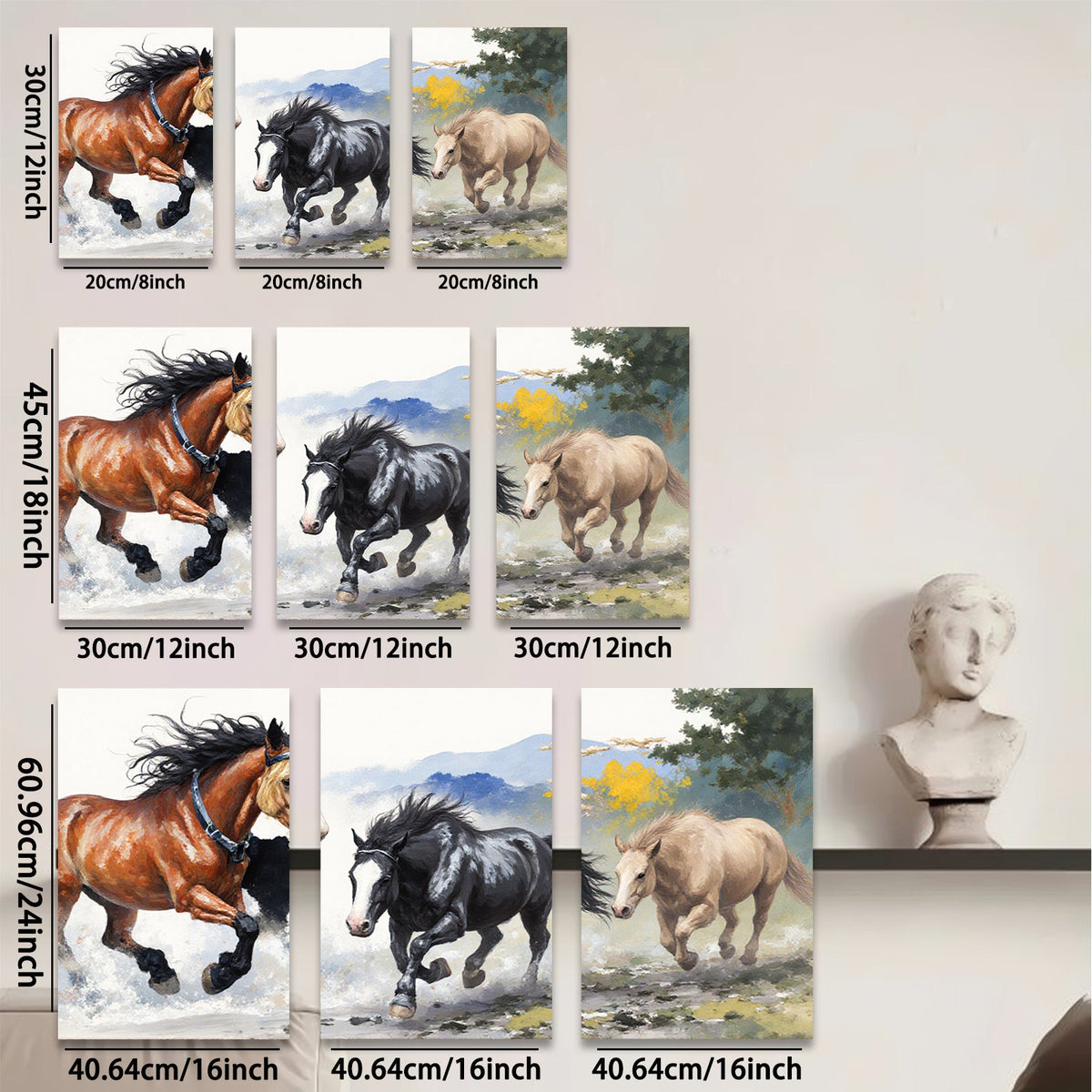 2D flat 1pc Wild Horses Galloping Past Countryside Farmhouse Wall Art Decor for Living Room Bedroom Gallery Wrapped Canvas Prints Modern Rustic Home Decor