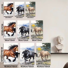 2D flat 1pc Wild Horses Galloping Past Countryside Farmhouse Wall Art Decor for Living Room Bedroom Gallery Wrapped Canvas Prints Modern Rustic Home Decor