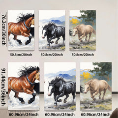 2D flat 1pc Wild Horses Galloping Past Countryside Farmhouse Wall Art Decor for Living Room Bedroom Gallery Wrapped Canvas Prints Modern Rustic Home Decor