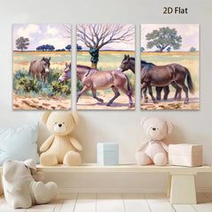2D flat 1pc Wild Horses Pasture Scene Farmhouse Wall Art Decor Living Room Bedroom Canvas Prints Modern Rustic Home Decorations
