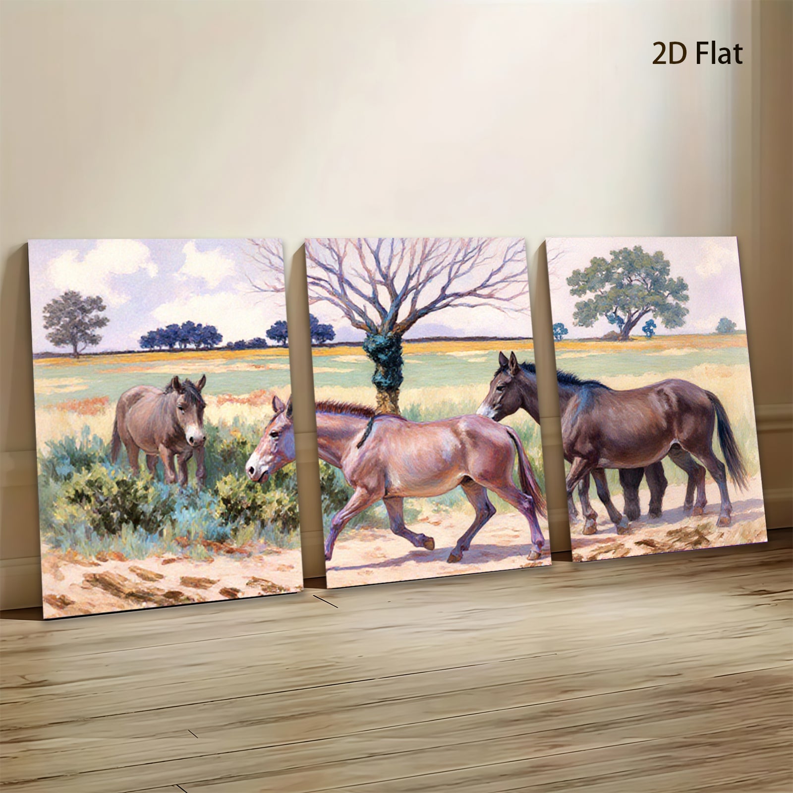 2D flat 1pc Wild Horses Pasture Scene Farmhouse Wall Art Decor Living Room Bedroom Canvas Prints Modern Rustic Home Decorations