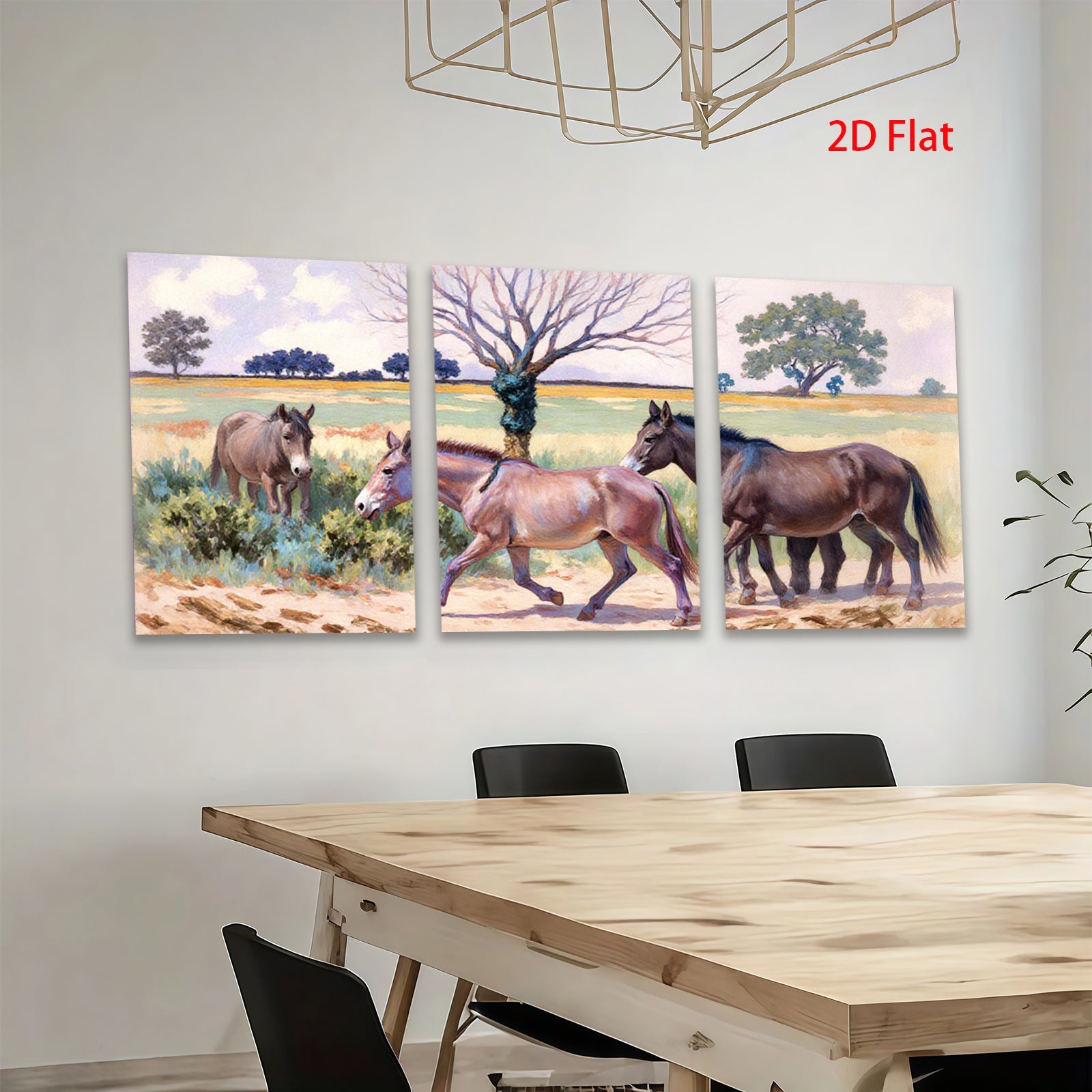 2D flat 1pc Wild Horses Pasture Scene Farmhouse Wall Art Decor Living Room Bedroom Canvas Prints Modern Rustic Home Decorations