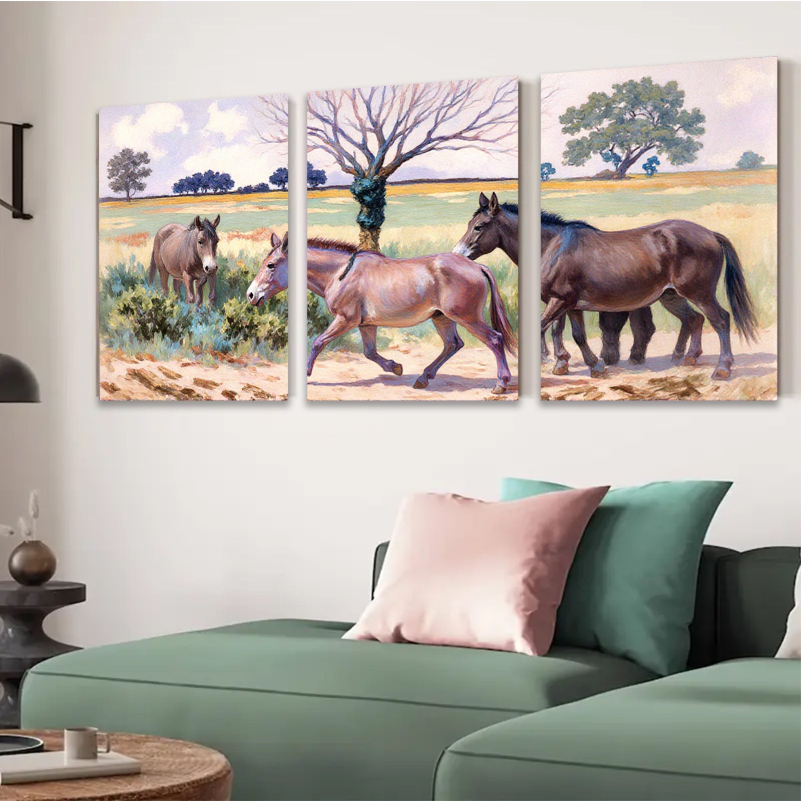 2D flat 1pc Wild Horses Pasture Scene Farmhouse Wall Art Decor Living Room Bedroom Canvas Prints Modern Rustic Home Decorations