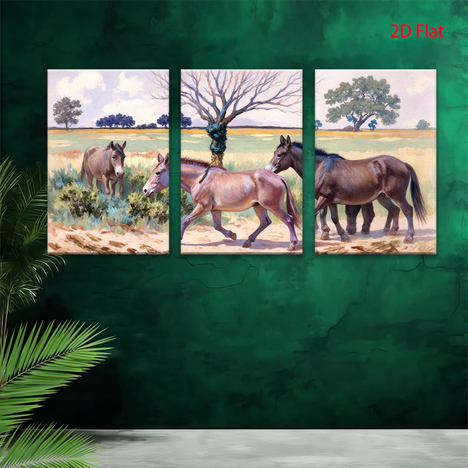 2D flat 1pc Wild Horses Pasture Scene Farmhouse Wall Art Decor Living Room Bedroom Canvas Prints Modern Rustic Home Decorations