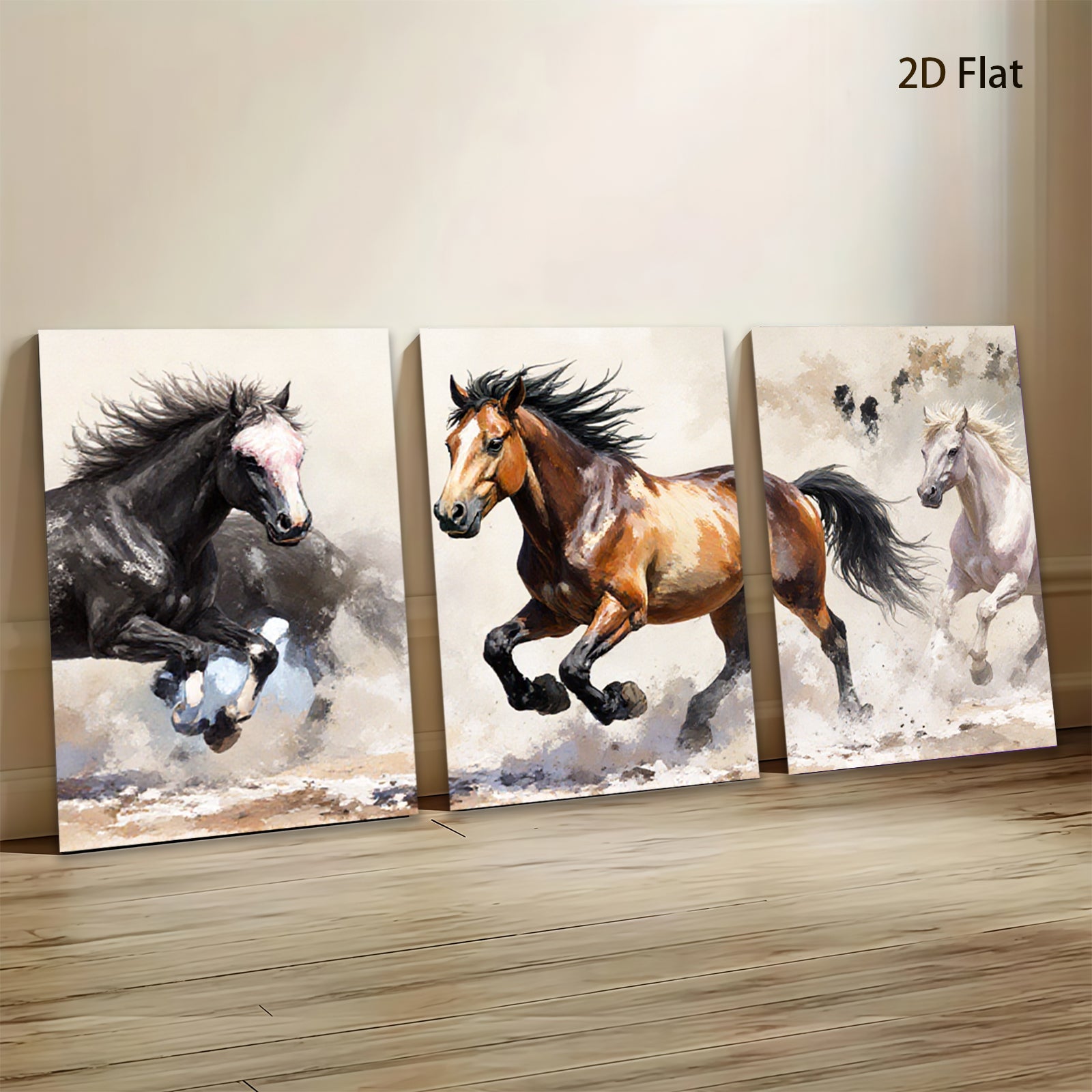 2D flat 1pc Wild Horses Running Free Farm Animal Wall Art Canvas Prints for Living Room Bedroom Home Decor Modern Farmhouse Style Rustic Chic