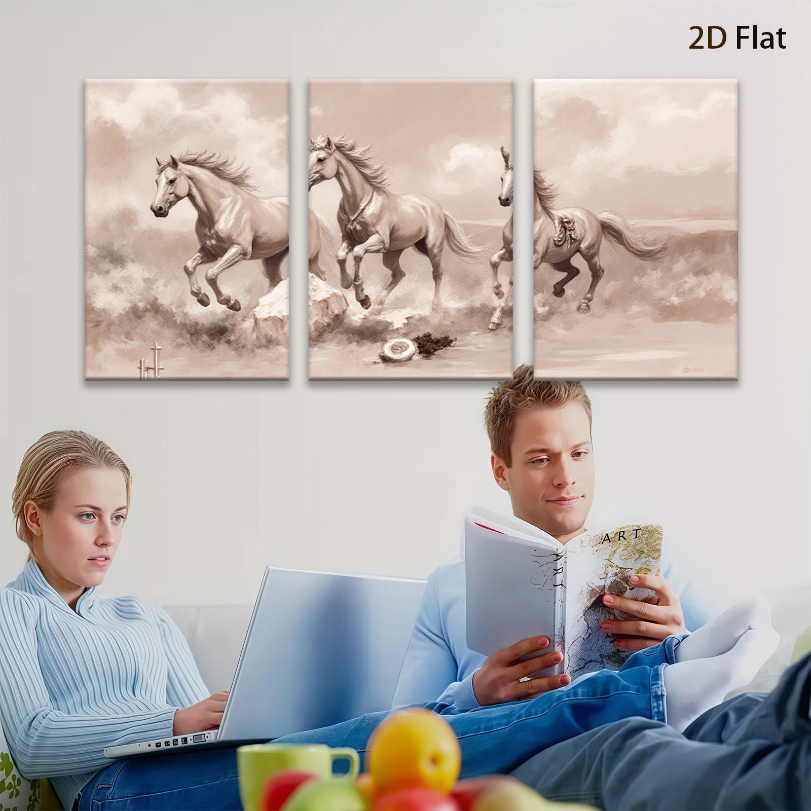 2D flat 1pc Wild Horses Running Majestic Power Living Room Bedroom Gallery Wall Art Home Decor Modern Farmhouse Rustic Chic Canvas Prints