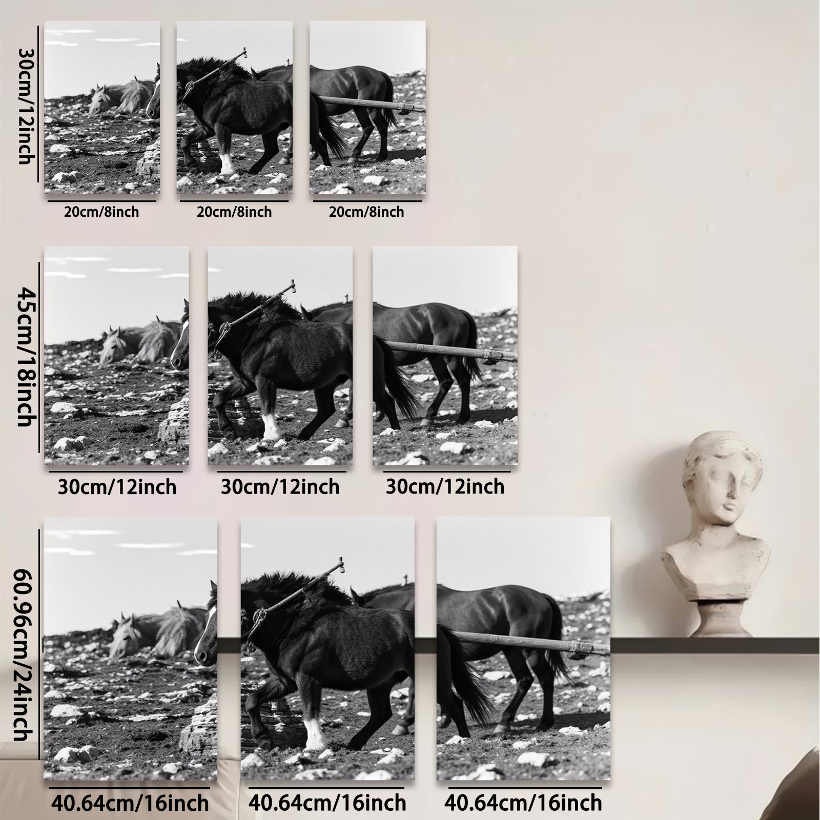 2D flat 1pc Wild Horses Running Through Rocky Terrain Farmhouse Wall Art Rustic Decor Living Room Bedroom Canvas Prints Modern Artwork Cozy Home Décor
