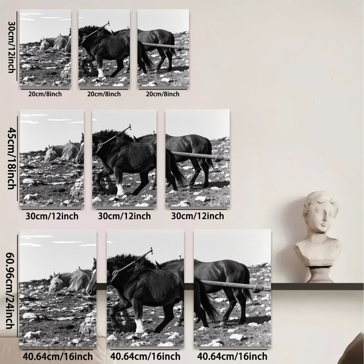 2D flat 1pc Wild Horses Running Through Rocky Terrain Farmhouse Wall Art Rustic Decor Living Room Bedroom Canvas Prints Modern Artwork Cozy Home Décor