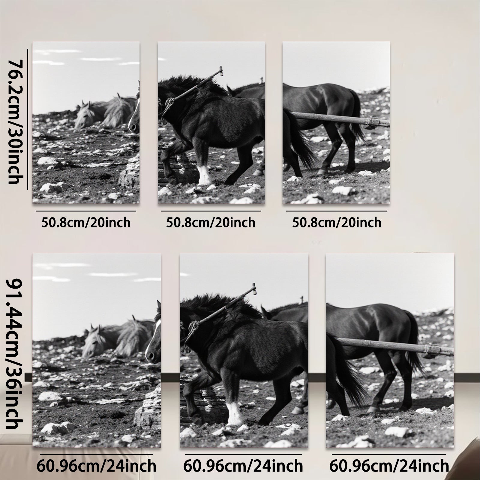 2D flat 1pc Wild Horses Running Through Rocky Terrain Farmhouse Wall Art Rustic Decor Living Room Bedroom Canvas Prints Modern Artwork Cozy Home Décor