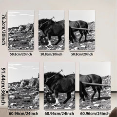 2D flat 1pc Wild Horses Running Through Rocky Terrain Farmhouse Wall Art Rustic Decor Living Room Bedroom Canvas Prints Modern Artwork Cozy Home Décor