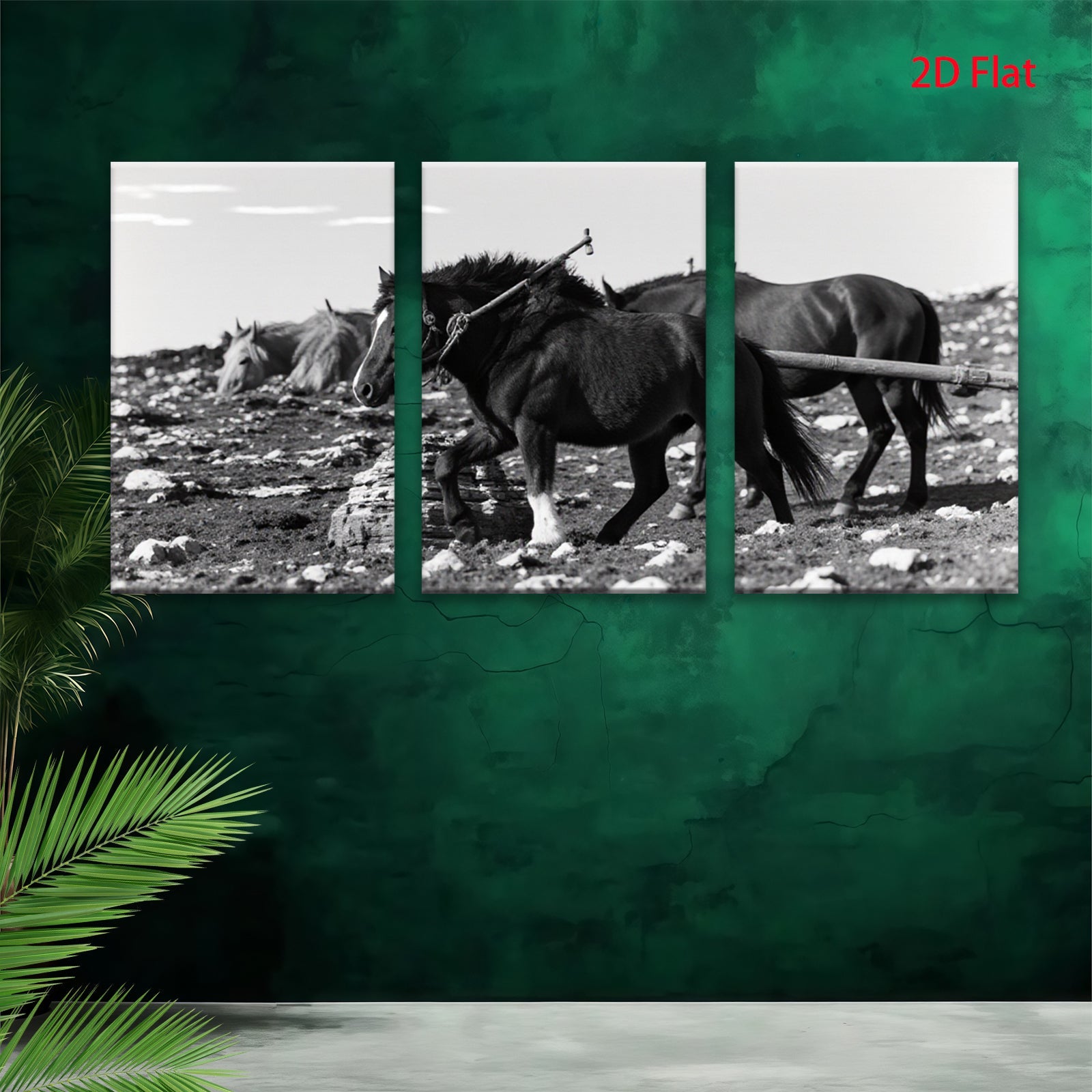 2D flat 1pc Wild Horses Running Through Rocky Terrain Farmhouse Wall Art Rustic Decor Living Room Bedroom Canvas Prints Modern Artwork Cozy Home Décor