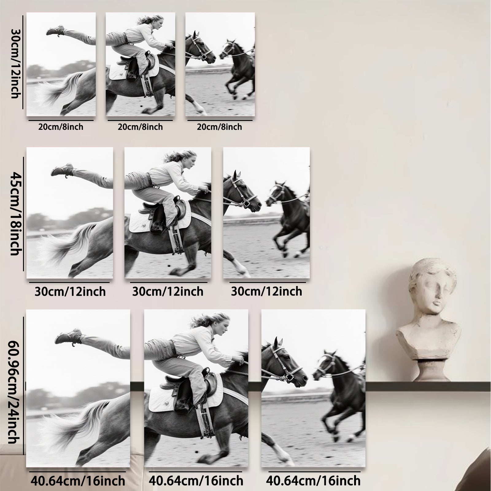 2D flat 1pc Wild West Cowgirl Riding Horse Western Farm Decor Living Room Bedroom Canvas Wall Art Prints Modern Gallery Wrapped