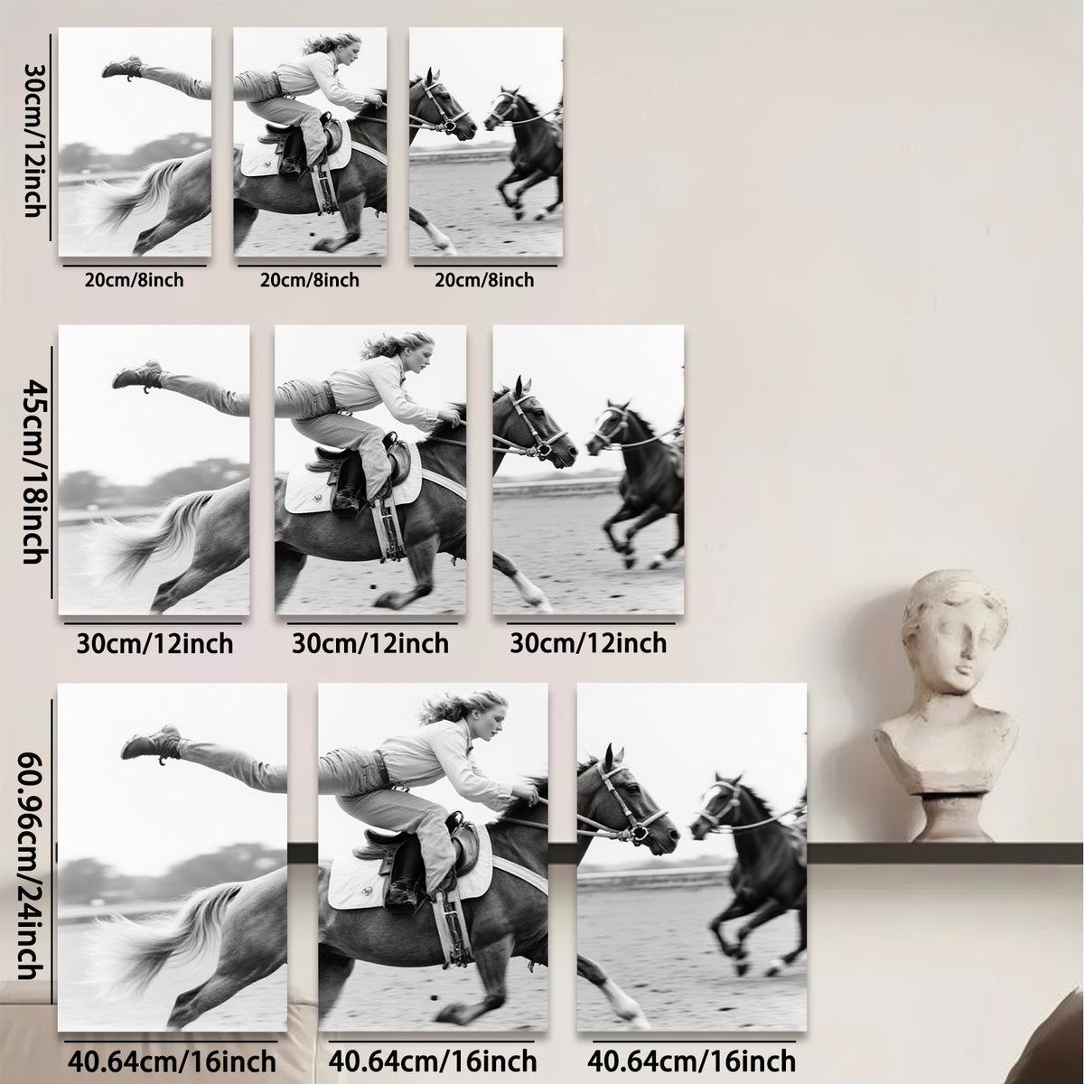 2D flat 1pc Wild West Cowgirl Riding Horse Western Farm Decor Living Room Bedroom Canvas Wall Art Prints Modern Gallery Wrapped