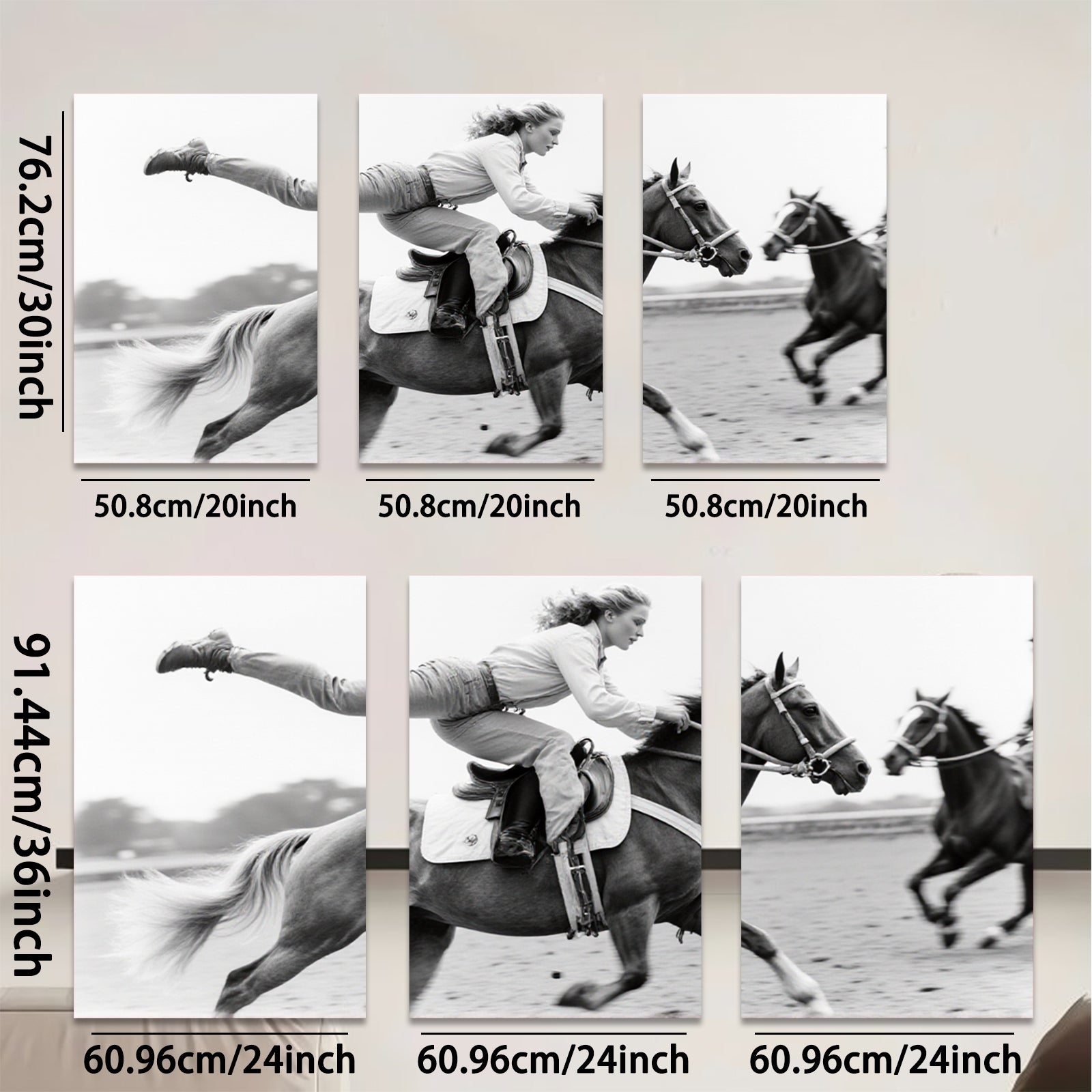 2D flat 1pc Wild West Cowgirl Riding Horse Western Farm Decor Living Room Bedroom Canvas Wall Art Prints Modern Gallery Wrapped