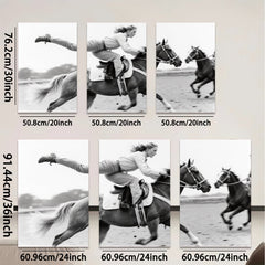 2D flat 1pc Wild West Cowgirl Riding Horse Western Farm Decor Living Room Bedroom Canvas Wall Art Prints Modern Gallery Wrapped