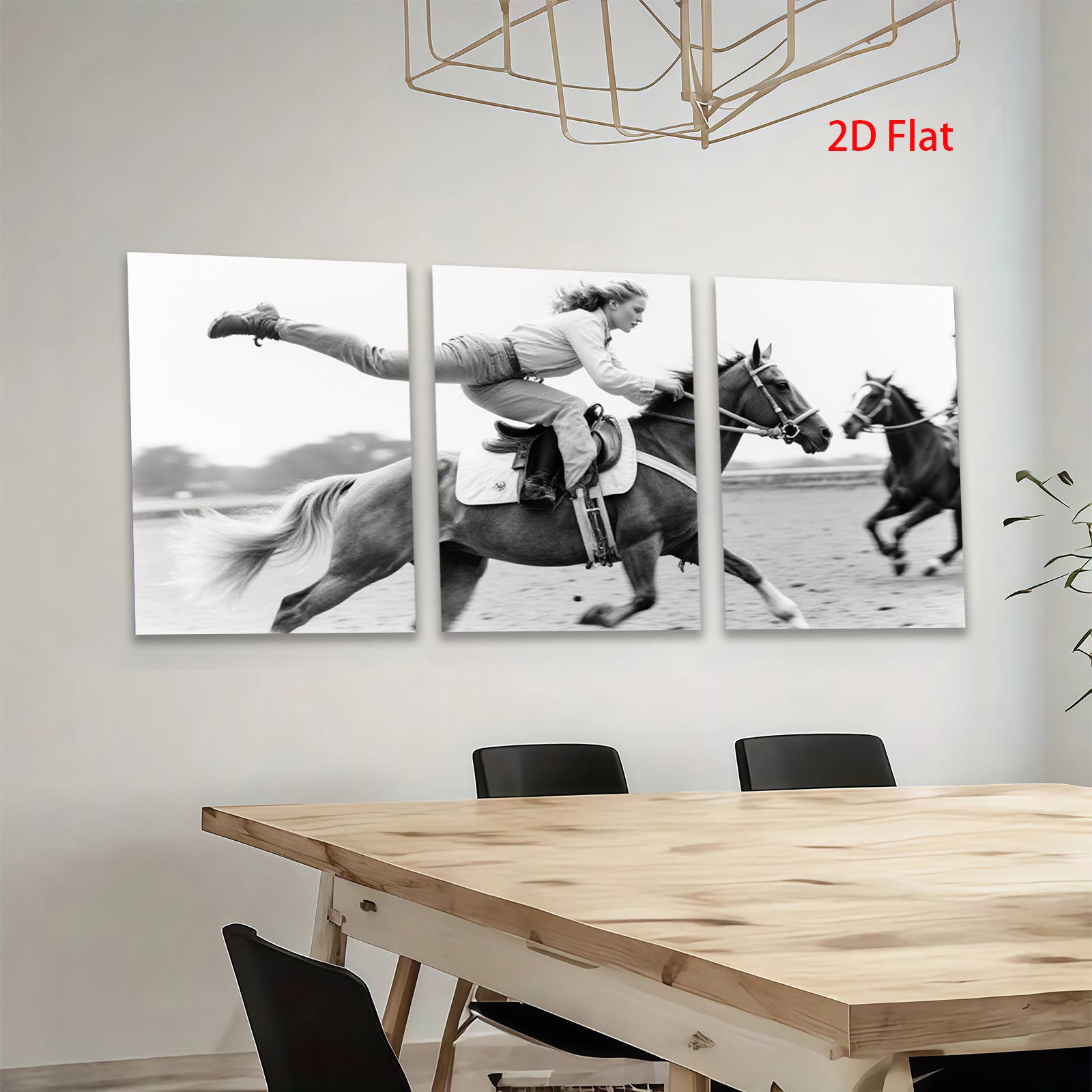 2D flat 1pc Wild West Cowgirl Riding Horse Western Farm Decor Living Room Bedroom Canvas Wall Art Prints Modern Gallery Wrapped