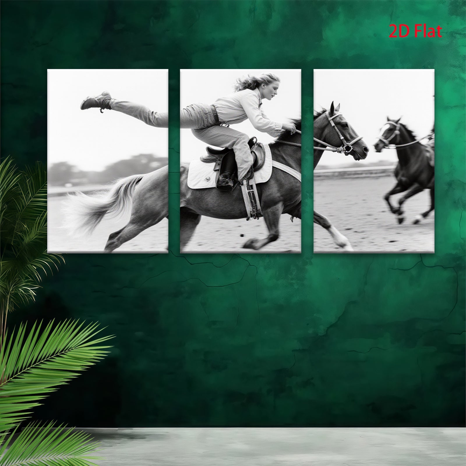 2D flat 1pc Wild West Cowgirl Riding Horse Western Farm Decor Living Room Bedroom Canvas Wall Art Prints Modern Gallery Wrapped