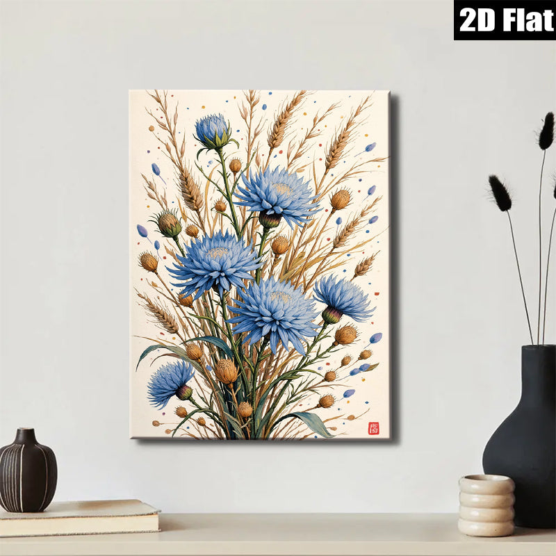 2D flat 1pc Wildflower Bloom Botanical Art Print Farmhouse Wall Decor Living Room Bedroom Gallery Wrapped Canvas Modern Rustic Home Accents
