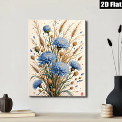 2D flat 1pc Wildflower Bloom Botanical Art Print Farmhouse Wall Decor Living Room Bedroom Gallery Wrapped Canvas Modern Rustic Home Accents