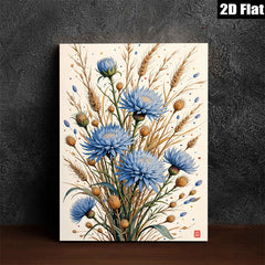 2D flat 1pc Wildflower Bloom Botanical Art Print Farmhouse Wall Decor Living Room Bedroom Gallery Wrapped Canvas Modern Rustic Home Accents
