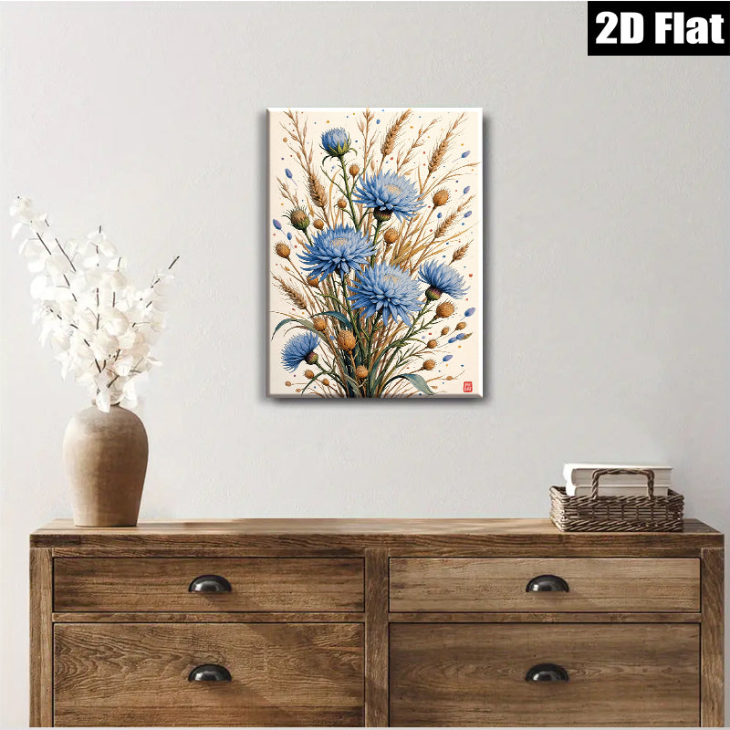 2D flat 1pc Wildflower Bloom Botanical Art Print Farmhouse Wall Decor Living Room Bedroom Gallery Wrapped Canvas Modern Rustic Home Accents