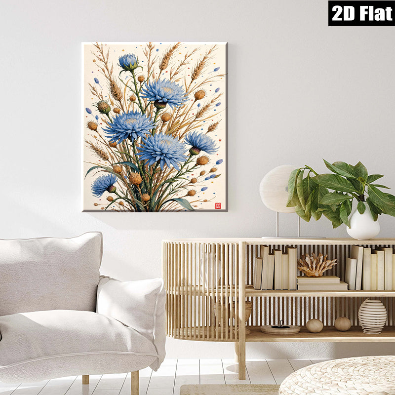 2D flat 1pc Wildflower Bloom Botanical Art Print Farmhouse Wall Decor Living Room Bedroom Gallery Wrapped Canvas Modern Rustic Home Accents