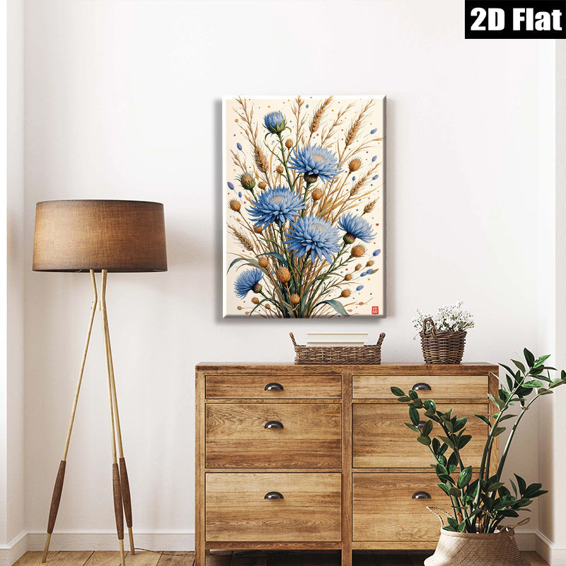 2D flat 1pc Wildflower Bloom Botanical Art Print Farmhouse Wall Decor Living Room Bedroom Gallery Wrapped Canvas Modern Rustic Home Accents