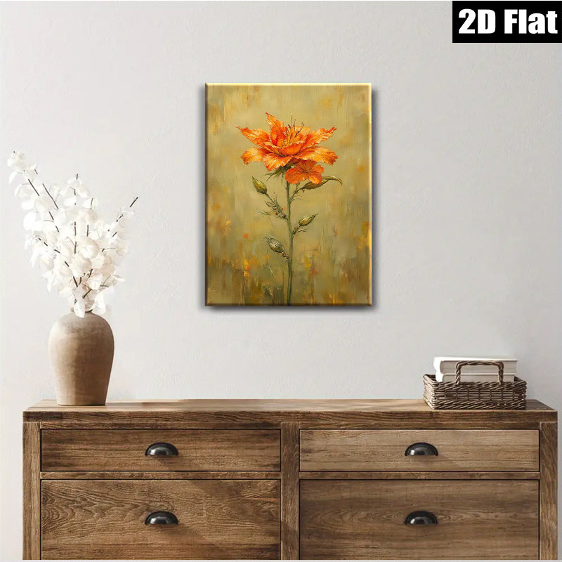 2D flat 1pc Wildflower Bloom Botanical Wall Art Farmhouse Decor Living Room Bedroom Canvas Painting Modern Rustic Style Home D��cor Gallery Wrapped Ready to Hang
