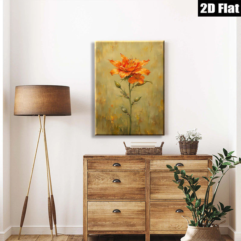 2D flat 1pc Wildflower Bloom Botanical Wall Art Farmhouse Decor Living Room Bedroom Canvas Painting Modern Rustic Style Home D��cor Gallery Wrapped Ready to Hang
