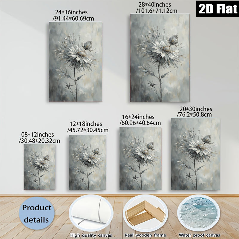 2D flat 1pc Wildflower Bloom Botanical Wall Art for Living Room Bedroom Modern Farmhouse Decor Gallery Wrapped Canvas Prints Ready to Hang Minimalist Aesthetic