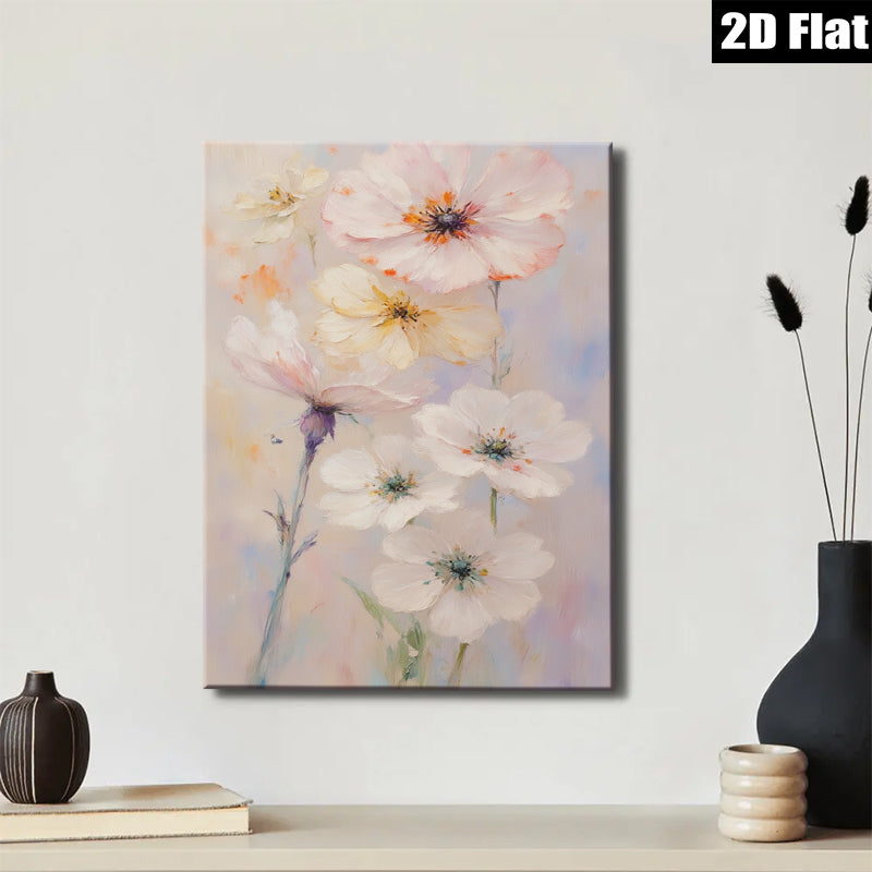 2D flat 1pc Wildflower Bloom Painting Delicate Floral Wall Art Modern Farmhouse Decor Living Room Bedroom Canvas Print Gallery Wrapped Ready to Hang