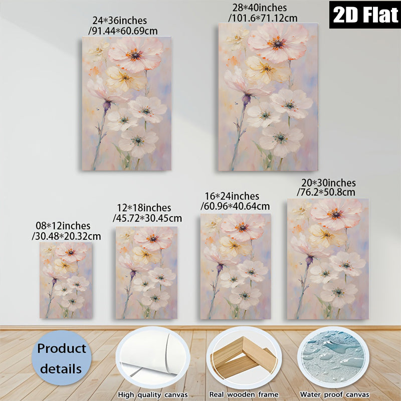 2D flat 1pc Wildflower Bloom Painting Delicate Floral Wall Art Modern Farmhouse Decor Living Room Bedroom Canvas Print Gallery Wrapped Ready to Hang