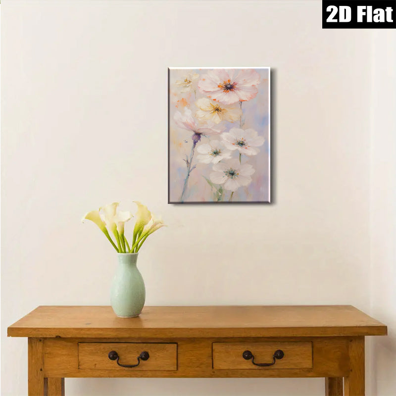 2D flat 1pc Wildflower Bloom Painting Delicate Floral Wall Art Modern Farmhouse Decor Living Room Bedroom Canvas Print Gallery Wrapped Ready to Hang