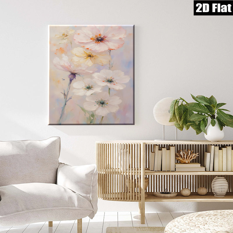 2D flat 1pc Wildflower Bloom Painting Delicate Floral Wall Art Modern Farmhouse Decor Living Room Bedroom Canvas Print Gallery Wrapped Ready to Hang