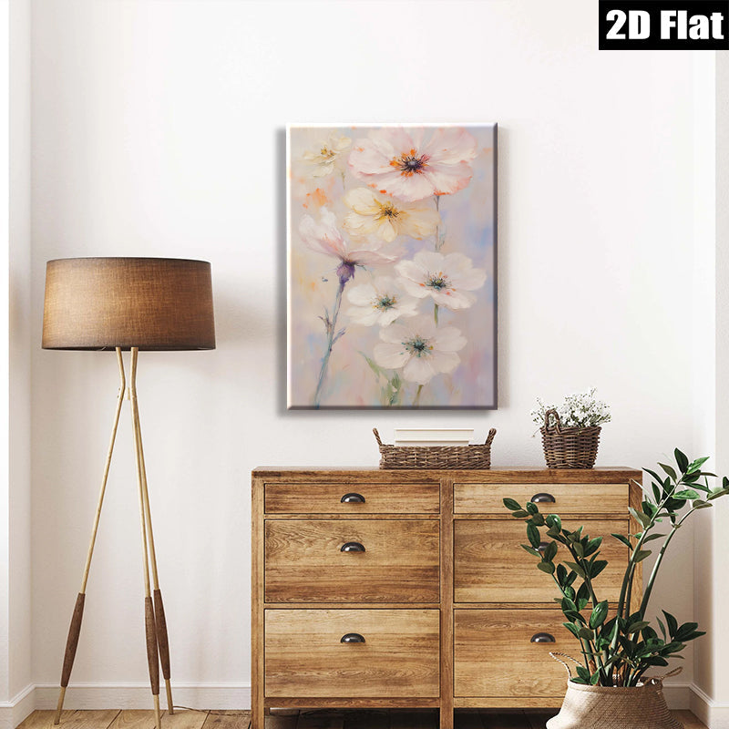 2D flat 1pc Wildflower Bloom Painting Delicate Floral Wall Art Modern Farmhouse Decor Living Room Bedroom Canvas Print Gallery Wrapped Ready to Hang