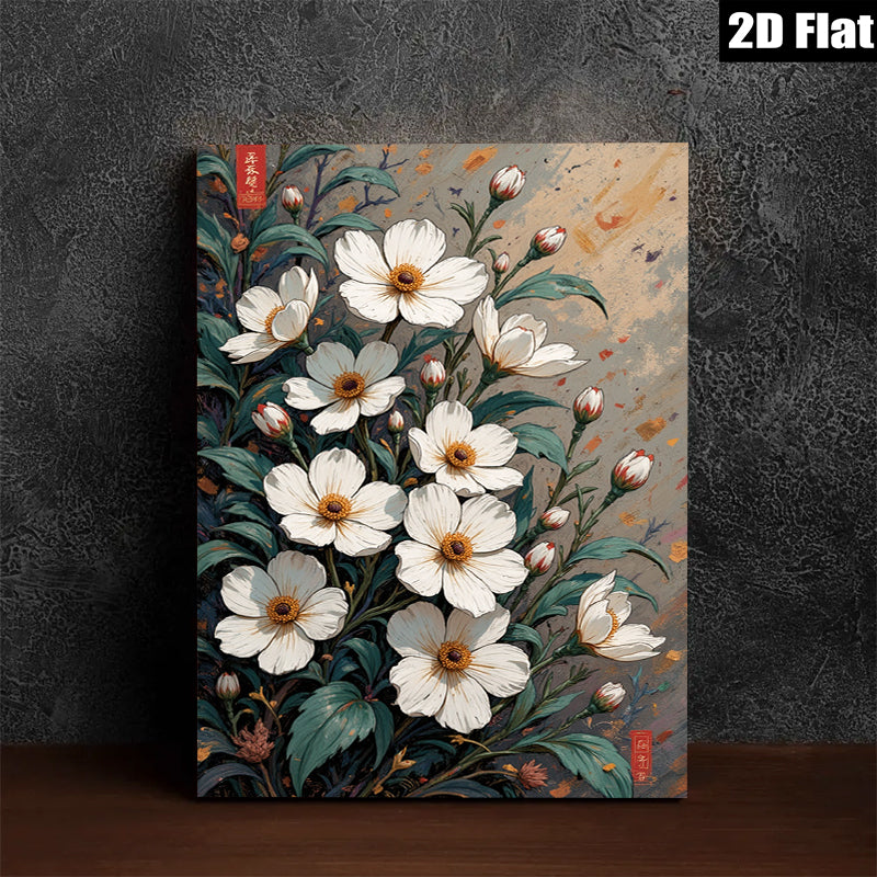 2D flat 1pc Wildflower Botanical Wall Art Prints Vivid Floral Canvas Painting Home Decor Living Room Bedroom Modern Farmhouse Style Gallery Wrapped Ready to Hang