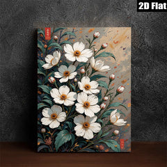 2D flat 1pc Wildflower Botanical Wall Art Prints Vivid Floral Canvas Painting Home Decor Living Room Bedroom Modern Farmhouse Style Gallery Wrapped Ready to Hang