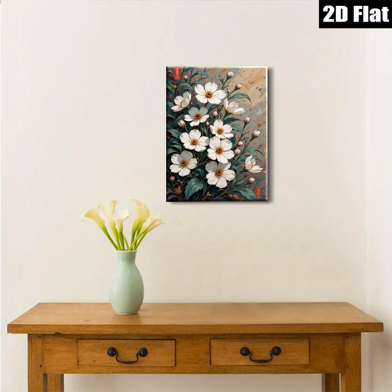 2D flat 1pc Wildflower Botanical Wall Art Prints Vivid Floral Canvas Painting Home Decor Living Room Bedroom Modern Farmhouse Style Gallery Wrapped Ready to Hang