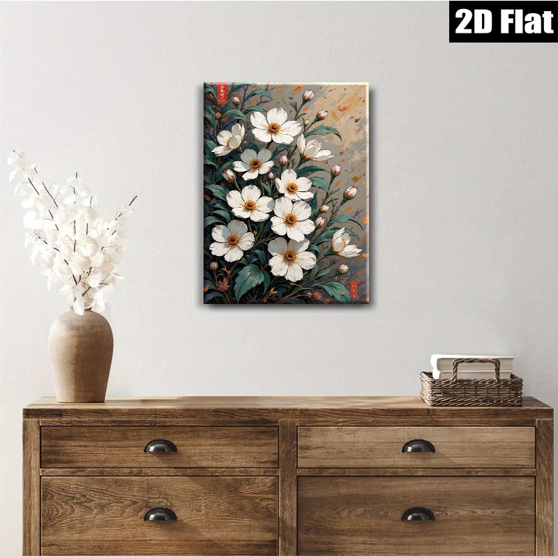 2D flat 1pc Wildflower Botanical Wall Art Prints Vivid Floral Canvas Painting Home Decor Living Room Bedroom Modern Farmhouse Style Gallery Wrapped Ready to Hang